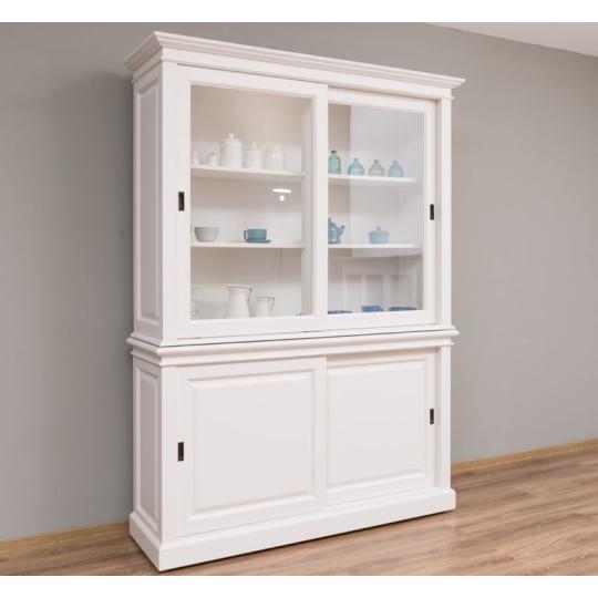 posuvne vitriny biela klasicka skrina country vintage drevena mediteran policova servirovanie svetla provance vidiecky sedliacky biely nabytok.jpg